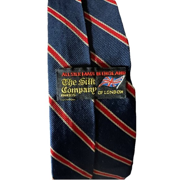 The Silk Company of London Vtg Neck Tie All Silk Striped Red White Blue England - Picture 2 of 9
